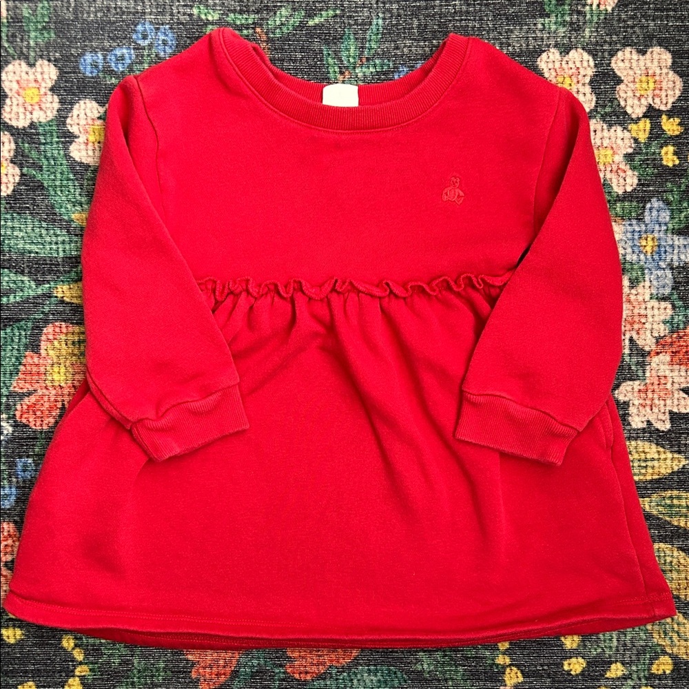 Gap Toddler Red Sweatshirt Ruffle Dress, Size 2T